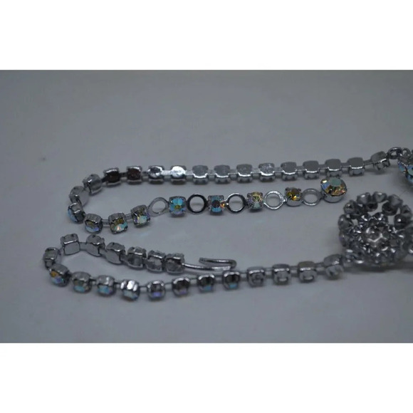 Aurora Borealis Necklace Earrings Bracelet Set 1960s Semicircle Ball Charms  Vtg - Picture 12 of 12